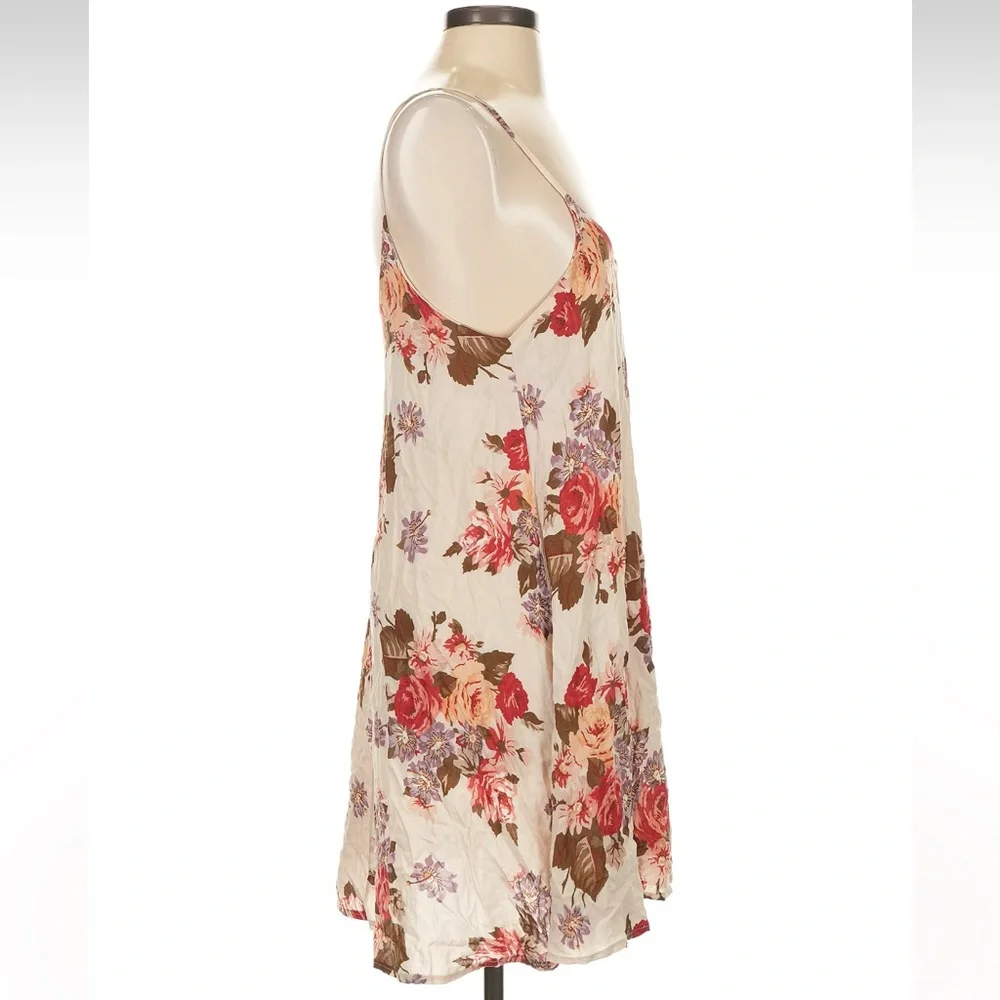 Brandy Melville | Swing Mini Dress Cream Vintage Floral Sleeveless Cotton Small - Picture 4 of 6